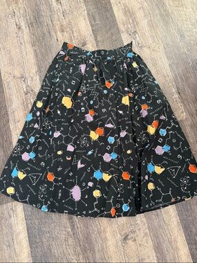 ModCloth Black Circle Skirt with Multicolor Science Print